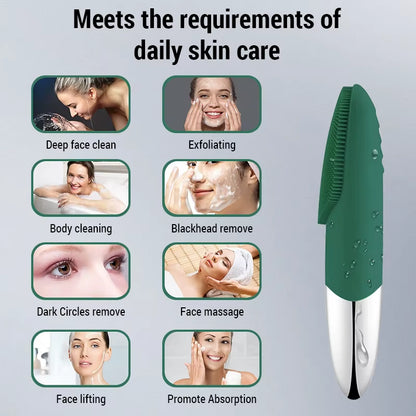 Electric Facial Cleansing Brush Silicone IPX7 Waterproof Facial Cleansing Brush Face Exfoliato Vibration Massager Deep Cleansing