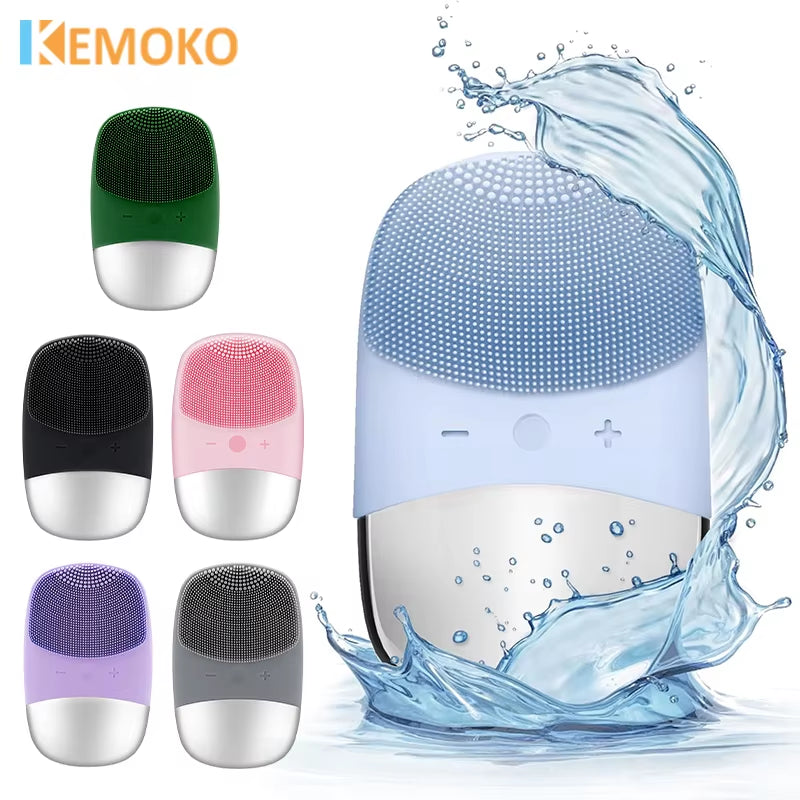 Electric Facial Cleansing Brush Silicone IPX7 Waterproof Facial Cleansing Brush Face Exfoliato Vibration Massager Deep Cleansing
