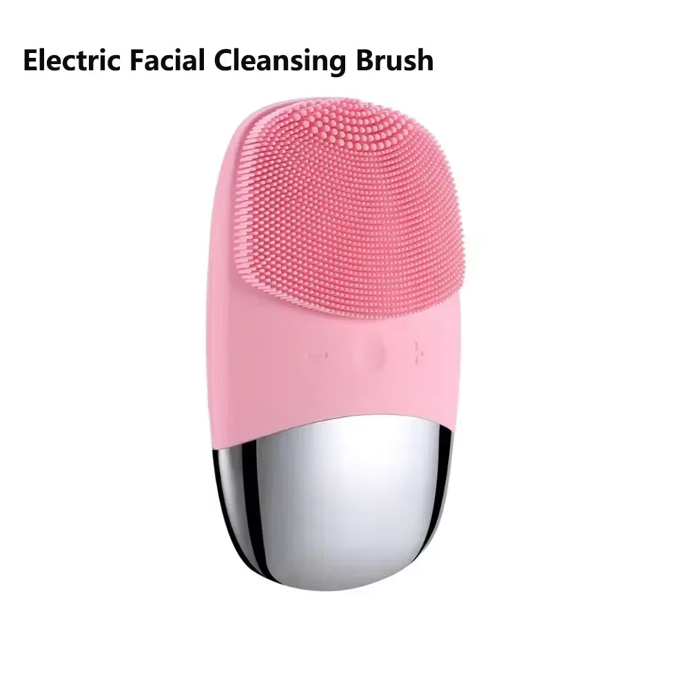 Electric Facial Cleansing Brush Silicone IPX7 Waterproof Facial Cleansing Brush Face Exfoliato Vibration Massager Deep Cleansing