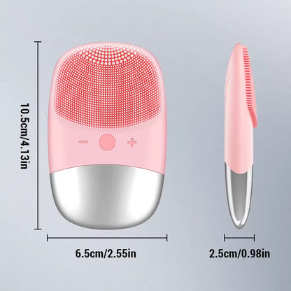 Electric Facial Cleansing Brush Silicone IPX7 Waterproof Facial Cleansing Brush Face Exfoliato Vibration Massager Deep Cleansing