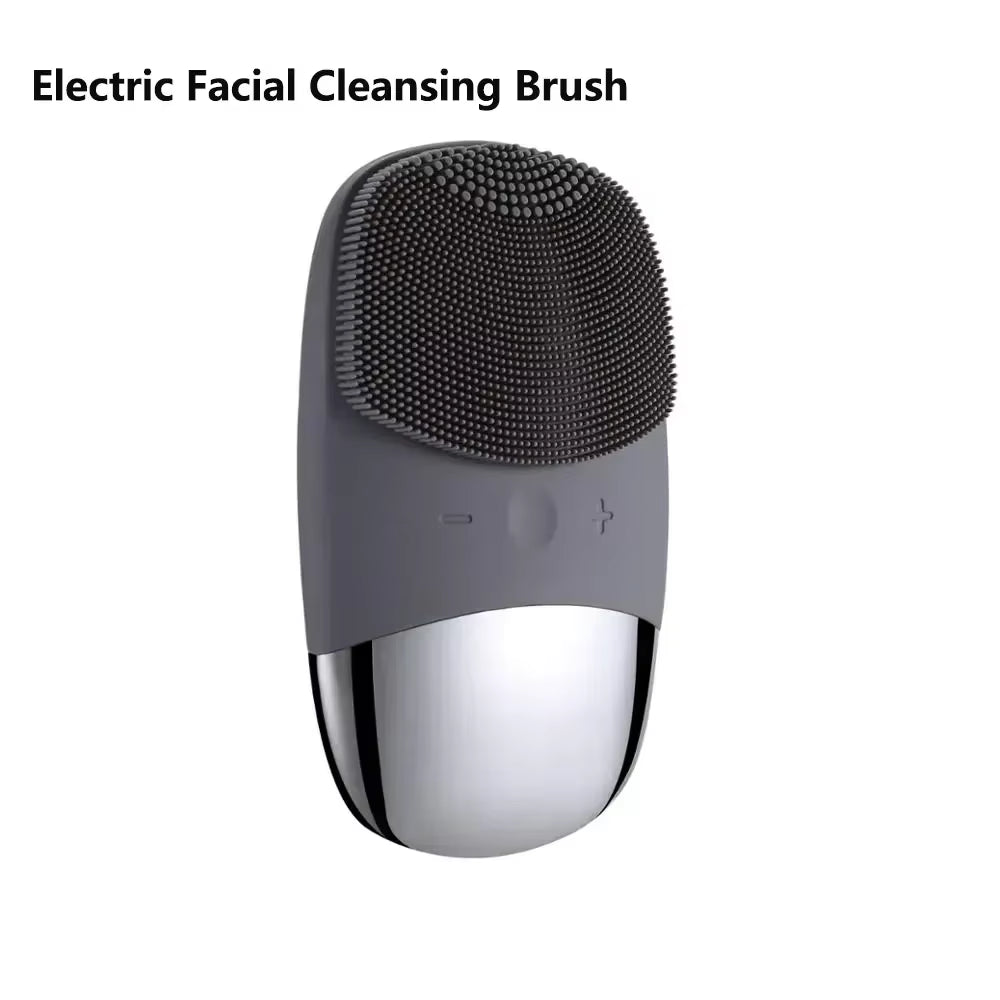 Electric Facial Cleansing Brush Silicone IPX7 Waterproof Facial Cleansing Brush Face Exfoliato Vibration Massager Deep Cleansing