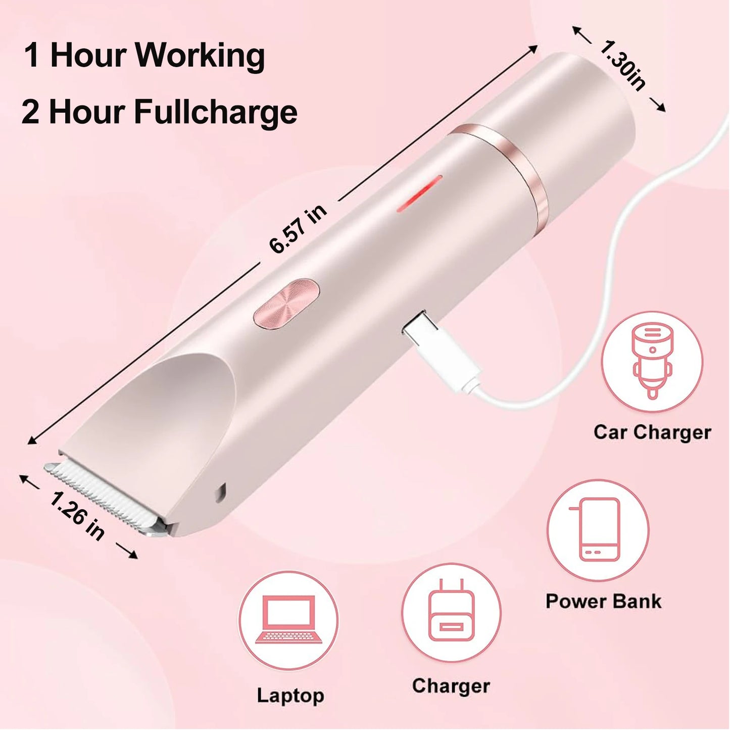 Rechargeable Dual-Head Shaver, 2-In-1 Multi-Function Hair Remover, 500 Mah Battery for Underarms, Legs, Bikini