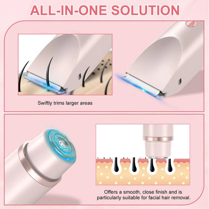 Rechargeable Dual-Head Shaver, 2-In-1 Multi-Function Hair Remover, 500 Mah Battery for Underarms, Legs, Bikini