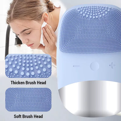Electric Facial Cleansing Brush Silicone IPX7 Waterproof Facial Cleansing Brush Face Exfoliato Vibration Massager Deep Cleansing