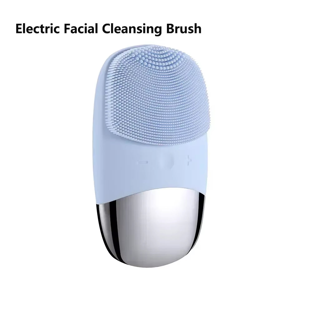 Electric Facial Cleansing Brush Silicone IPX7 Waterproof Facial Cleansing Brush Face Exfoliato Vibration Massager Deep Cleansing
